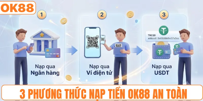 3 phương thức nạp tiền OK88 an toàn hiệu quả